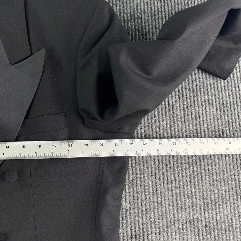 Vintage Oscar De La Renta Tuxedo Jacket 42 S Black Wool Formal Wedding DB Peak - Picture 7 of 12